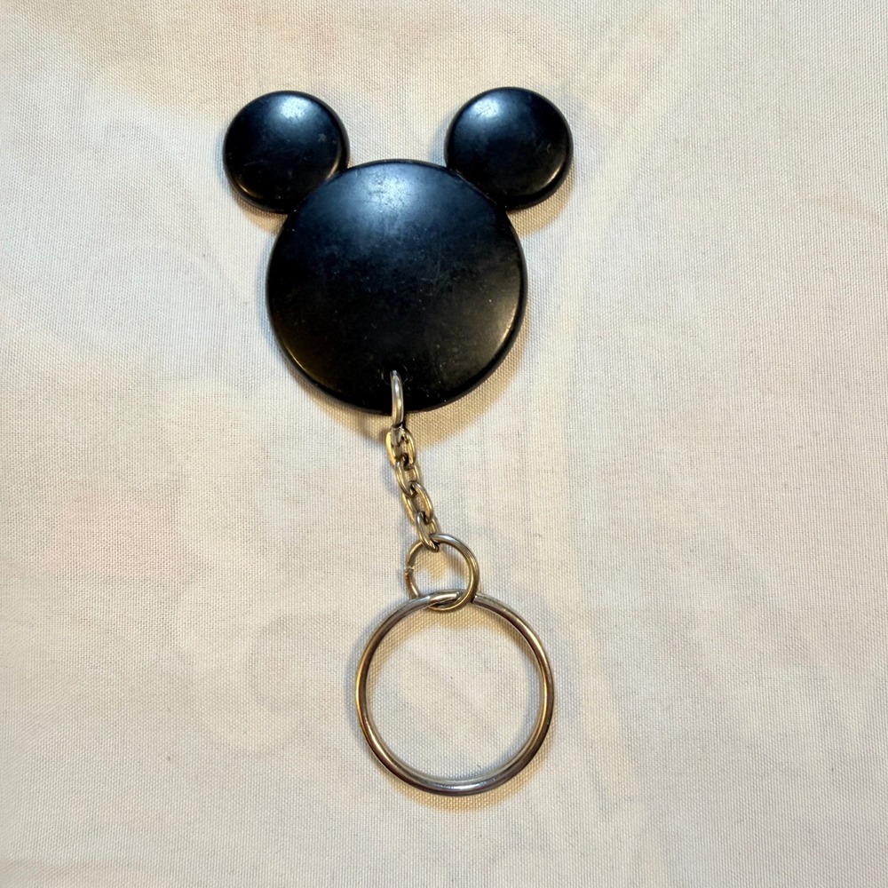 Disney Mickey Mouse Icon Keychain Black Silhouette Head Charm Vintage Style